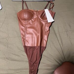“Leather” bustier bodysuit